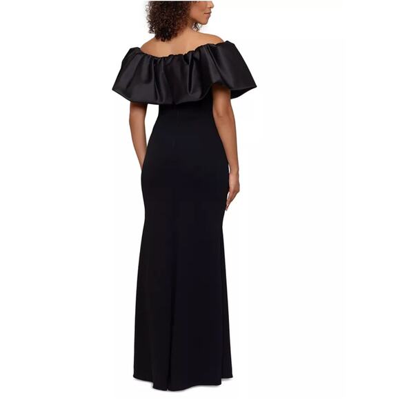 Betsy & Adam Women's Off-The-Shoulder Ruffle Gown Black Size 14 NWT Feminine - Picture 9 of 16